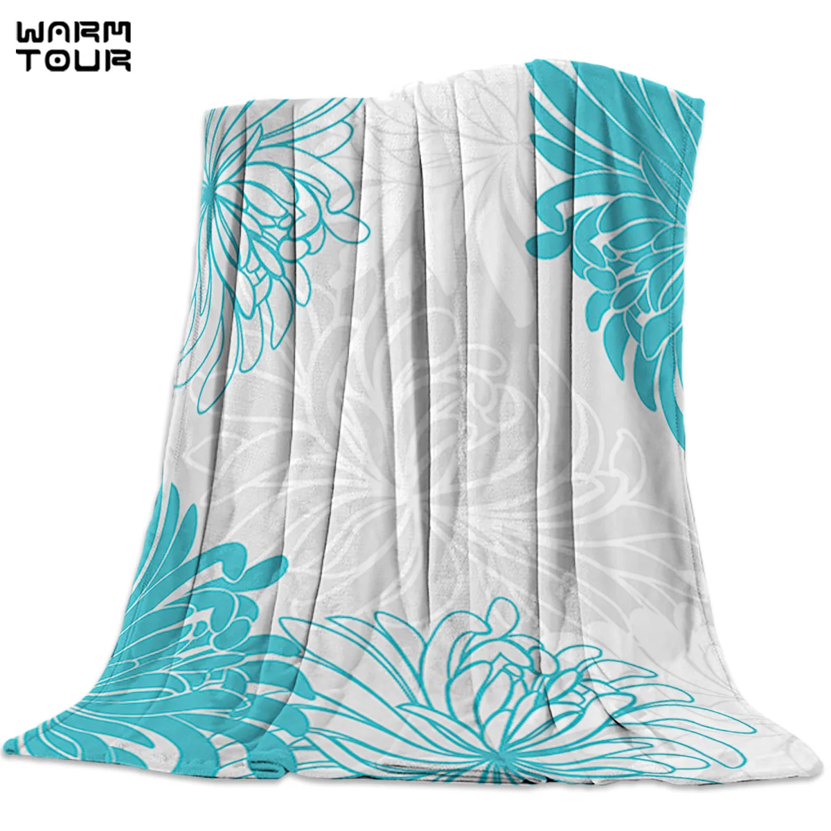 Одеяло для сна с цветочным принтом синей хризантемы мягкое удобное бархатное