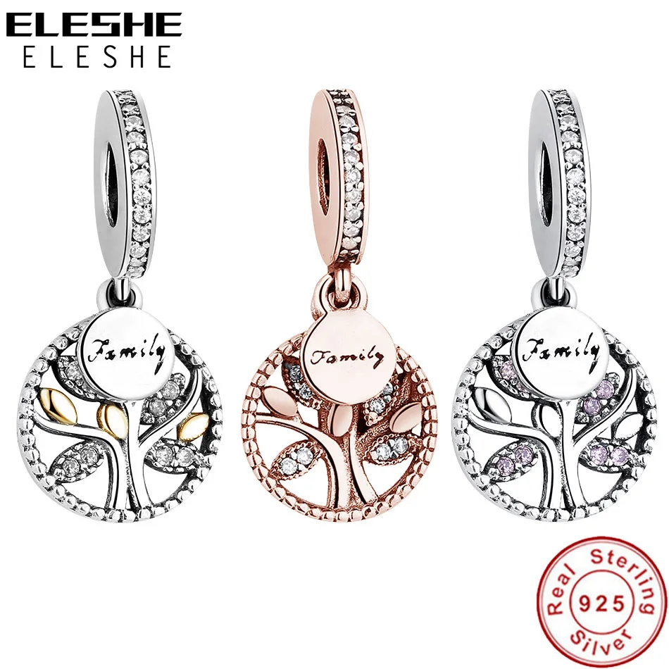 100% серебряные бусины 925 пробы с украшением в виде кристаллов генеалогического