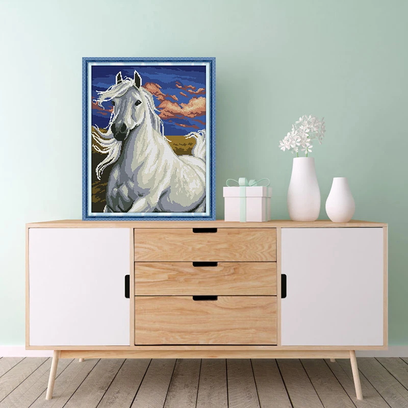 Набор для вышивки крестом Joy Sunday набор рукоделия с белыми лошадьми 11/14 карат