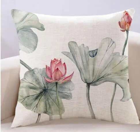 

Modern new Chinese style sofa living room lotus hug pillowcase cotton and linen bedside large cushion cover