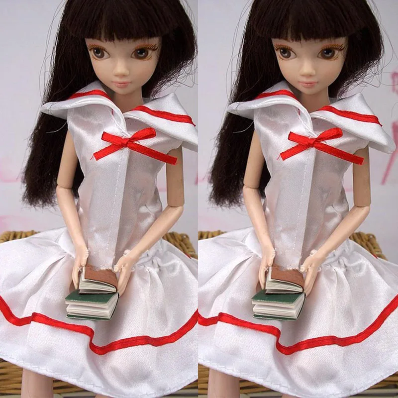 Doll Clothes For Barbie Sailor Suit 1/6 BJD One Piece BOW V-Neck Cosplay Costume Party Dress for 1:6 Dolls Girl Kid Toy | Игрушки и