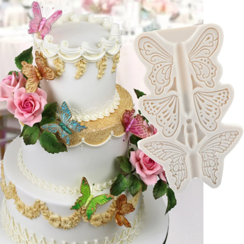 Формы бабочки трио инструменты для украшения тортов из мастики силиконовые