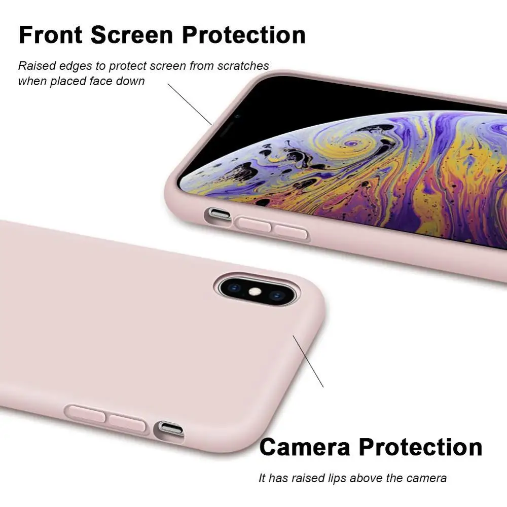 Чехол из жидкого силикона для Apple iPhone X XR Xs Max 8 7 гелевая резина защита всего тела