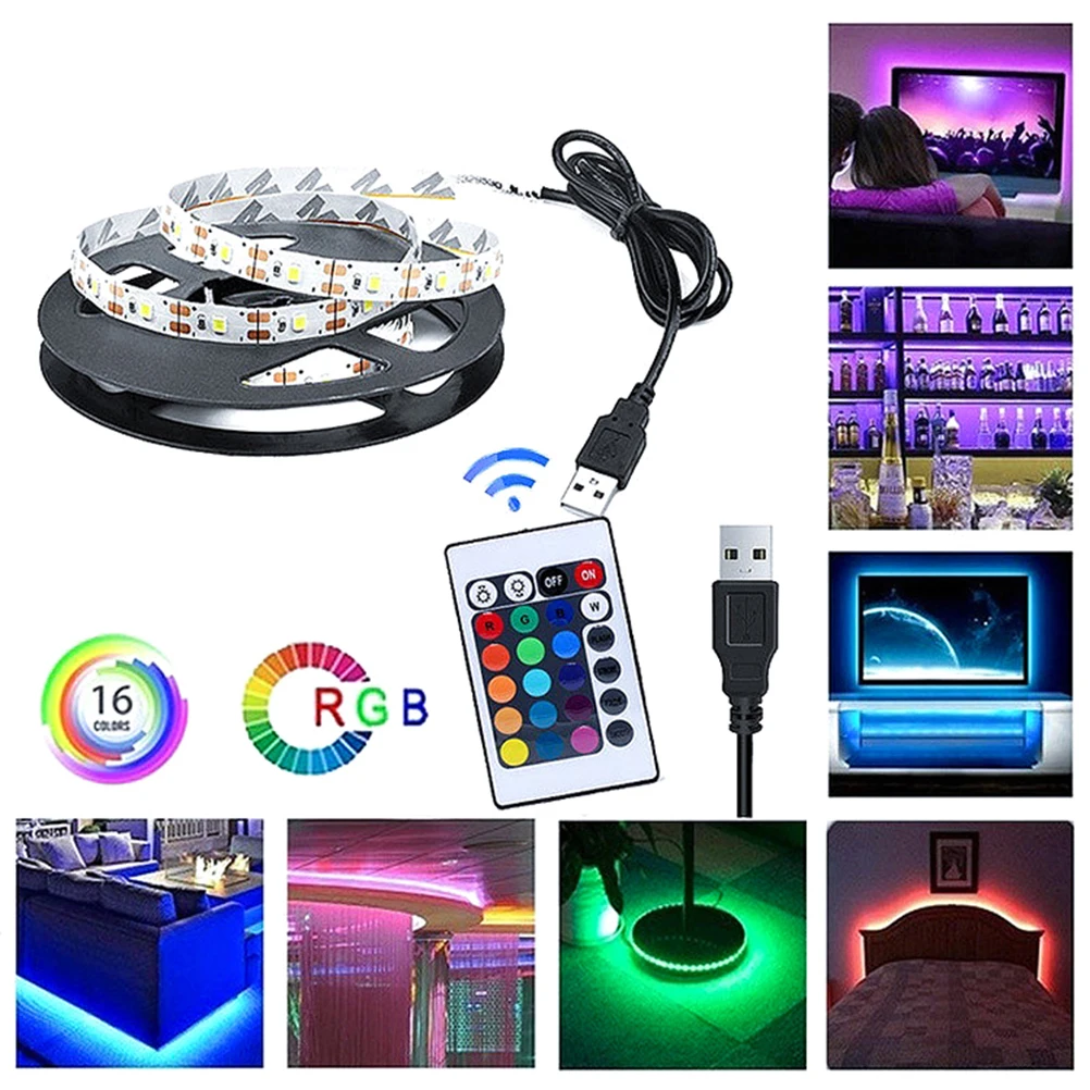 

Светодиодные ленты USB с инфракрасным управлением RGB SMD2835 DC5V 5MTV фоновое освещение