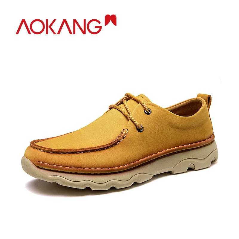AOKANG 2019 Autumn Casual Shoes Men Oxfords Breathable Loafers Genuine Leather Fashion Lace Up Moccasins | Обувь