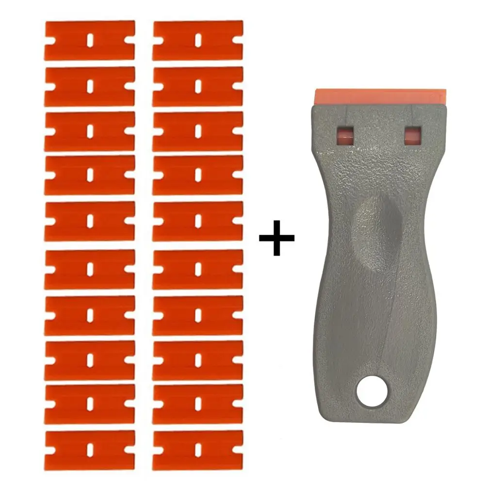 

Plastic Window Cleaning Safety Scraper 20PCS Spare Blades for Window SILICONE Wax Glue Oven Floor Car Sticker Remover E17 20P