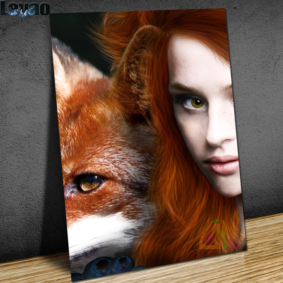 Red Haired Fantasy Girl With Animal Fox Diy Diamond Painting Full Drill Square Diamond Embroidery Picture Mosaic Handmade Hobby