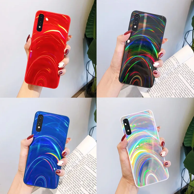 Радужный зеркальный мягкий чехол для Samsung Galaxy A50 A30 A70 A20 A10 M10 S8 S9 S10 Plus A9 A7 2018 Note 8 9 10