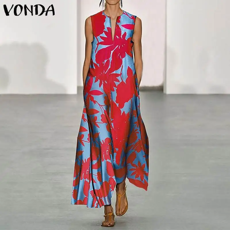 Винтажное цветочное печатное платье 2021 VONDA женские праздничные длинные платья
