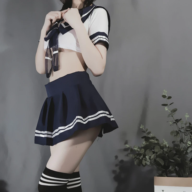 

Sexy Lingerie Japanese Student Cosplay Uniform JK Temptation Performance Miniskirt Role Play Anime Costumes For Adults