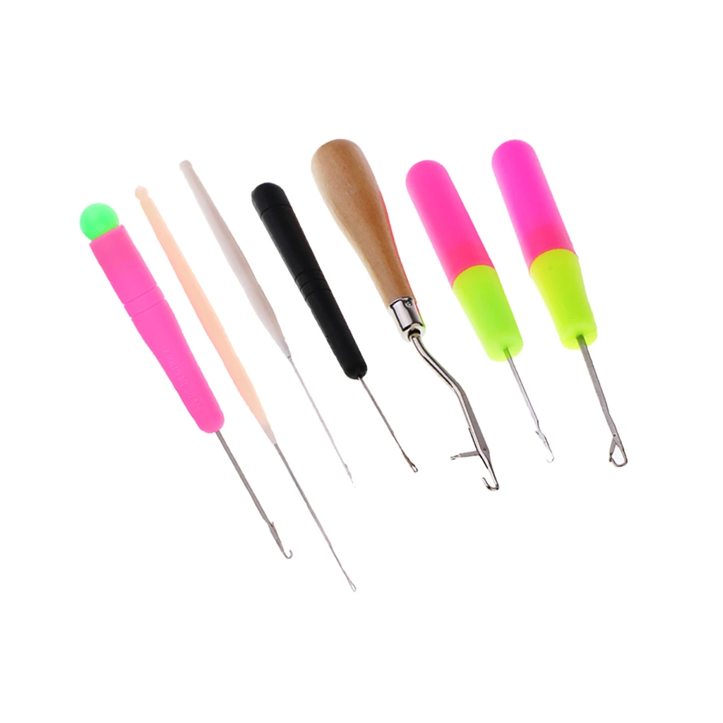 7 шт. Пластик крюк с защелкой для вязания крючком волос/микроволоконный плетения