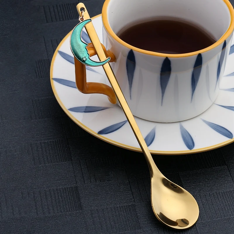 

Creative Fruit Pendant Coffee Spoons Afternoon Teaspoon Mixing Stirring Spoon Dessert Spoon Table Decor Party Gift Kitchen home