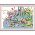 Корзина с птицами и цветами Joy Sunday Набор для вышивки крестиком с животными 14CT 11CT холст с принтом Набор для вышивки домашний декор