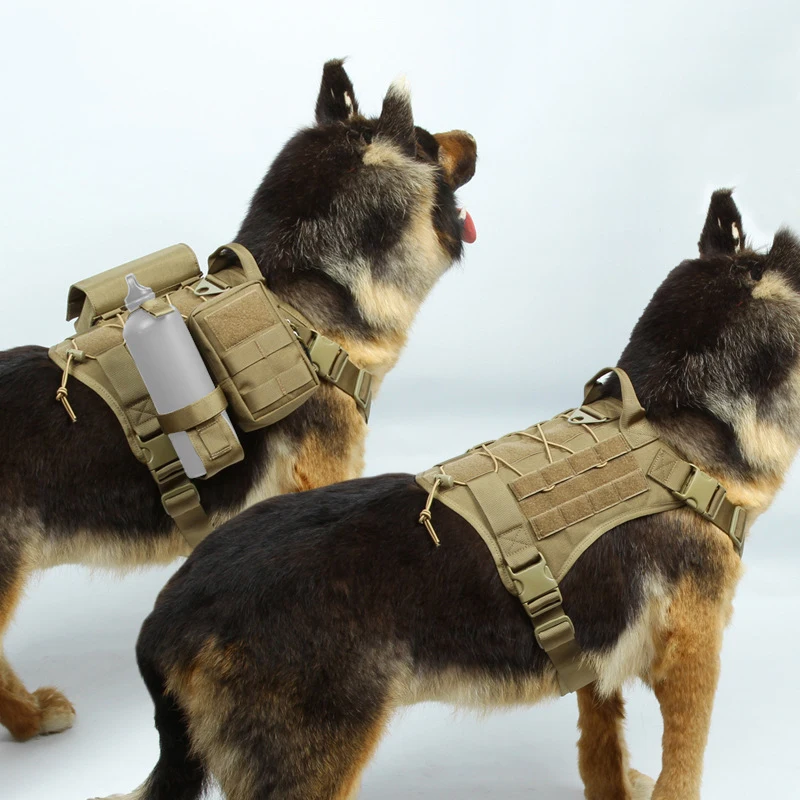 Military Tactical Dog Harness K9 Working Pet Vest With Handle Nylon Bungee Leash Lead Training For Medium Large Dogs | Дом и сад