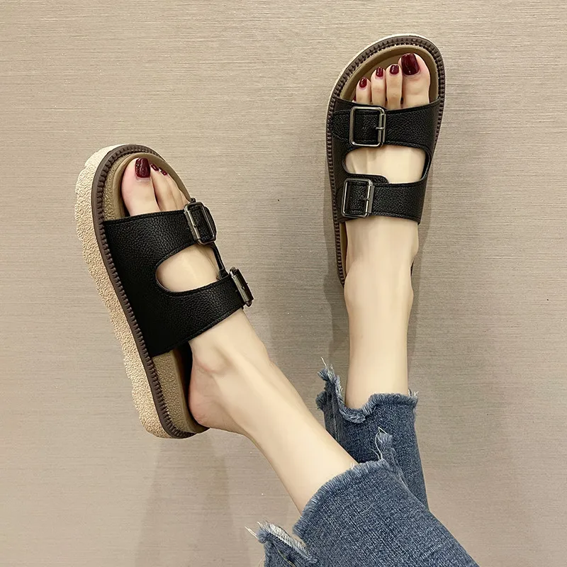 

Shoes Women Med Slippers For Swimming Pool Pantofle Platform Slides Rivet Lady Fashion Soft Beach 2021 Flat Summer Girl Luxury