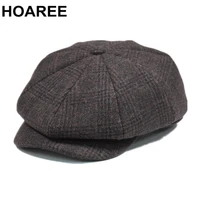 men women wool tweed newsboy cap vintage plaid gatsby retro hat driver autumn winter british flat cap gray coffee black