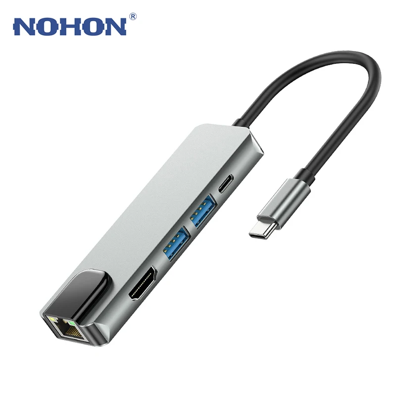 USB C док станция для ноутбука 3 0 HDMI RJ45 Gigabit PD Fealushon MacBook Samsung Galaxy S20 S10 S9 S8 Type HUB|USB-хабы| |