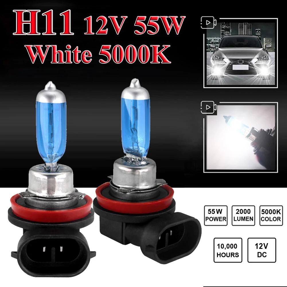 

2PCS H11 12V 55W White 5000k Blue Car Headlight Lamp Globes Bulb HID voiture Wholesale Quick delivery CSV