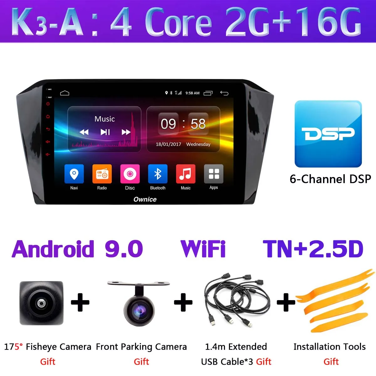 360 ° 4×AHD камера 4G WiFi Android 9,0 4 Гб+ 64 Гб DSP SPDIF CarPlay Автомобильный плеер для VW Passat B8 gps радио - Цвет: K3-A