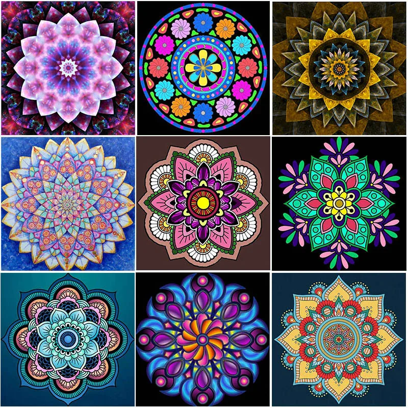 

AB цветная полноразмерная Алмазная вышивка Мандала Цветок распродажа настенные алмазные картины 5d «сделай сам» Алмазная вышивка крестиком ...