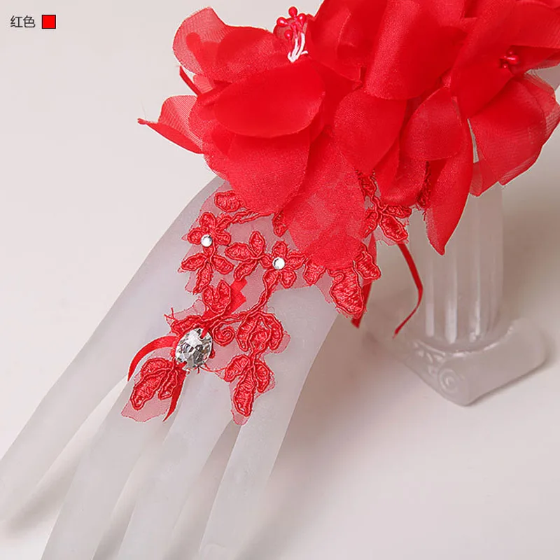

Korean bridal gloves red wedding wedding dress short lace embroidery fingerless bead wedding wedding wedding gloves