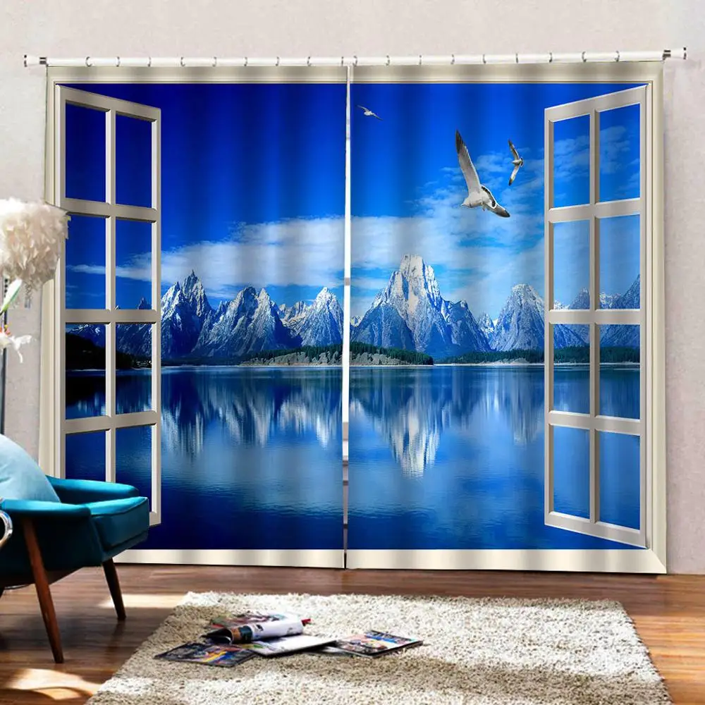 Занавески на окна для гостиной дизайнерские занавески Голубое окно спальни