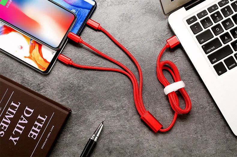 Быстрая зарядка USB линия 3 a кабель для передачи данных type-C кабель для зарядного устройства Micro USB кабель как одна телефонная линия для iPhone7 - Цвет: Красный