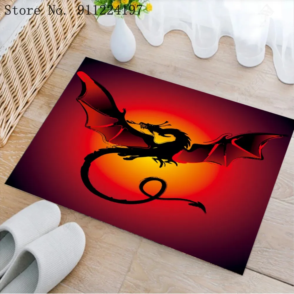 

Home Decoration 3D Flying Dragon Printed Small Door Mat Velvet Anti-slip Kids Bathroom Mat Entrance Doormats Living Room Carpet