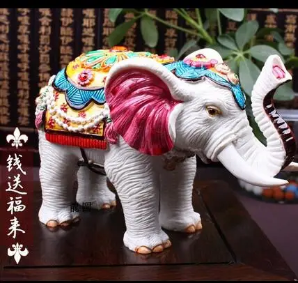 

pottery elephant ornaments Zhaocai gem elephant birthday opening gift ornaments traditional resin crafts office desk furnishings