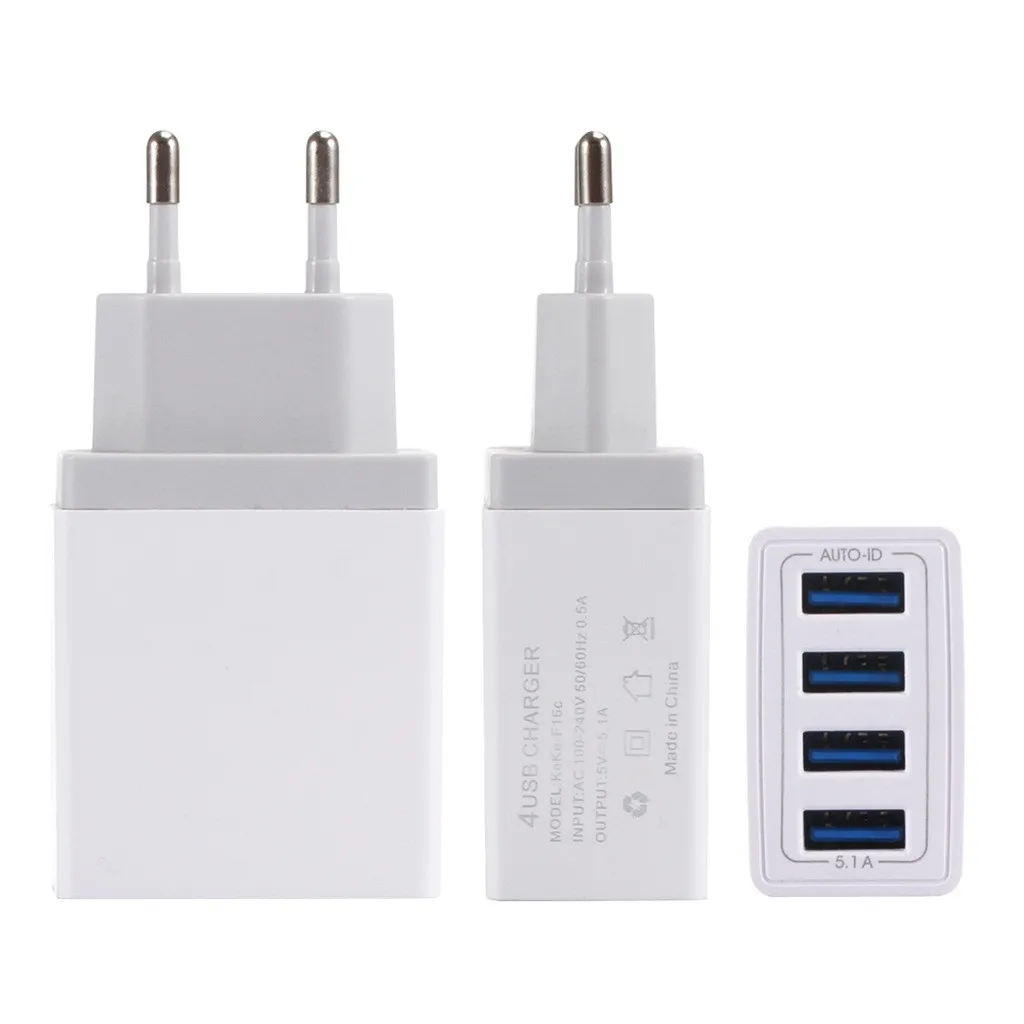 Европейский адаптер с 4 портами 1011 А зарядное устройство несколькими USB
