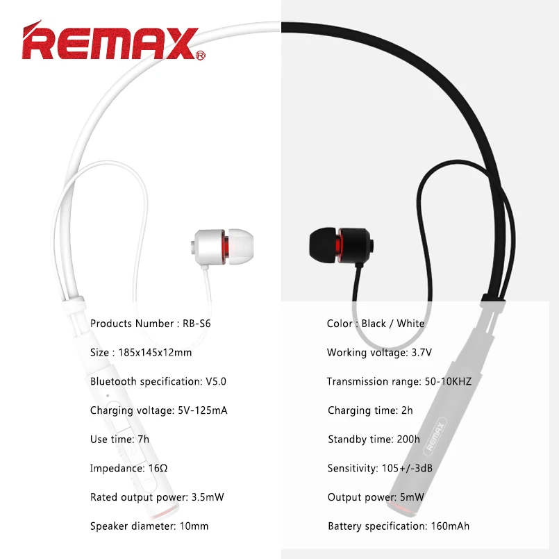Беспроводные наушники REMAX RB-S6 Bluetooth 5 0 профессиональная Настройка Многоточечное