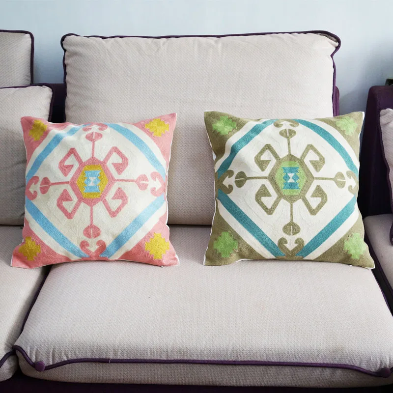 100% хлопок этнический стиль вышитая квадратная наволочка для подушки чехол