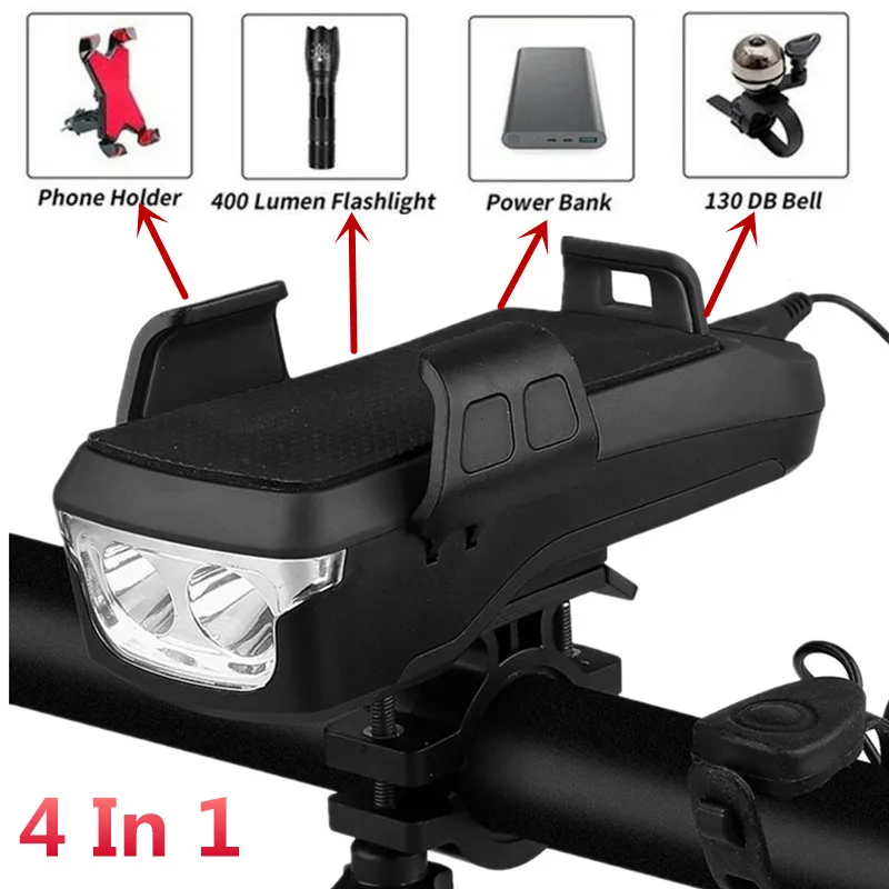 Многофункциональный велосипедный фонарь светодиодный головной с зарядкой через