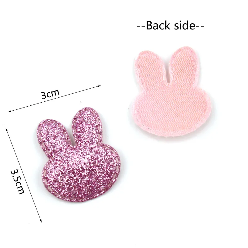 80Pcs 3*3.5cm Shiny Rabbit head Shape Patches Padded Appliques For Kids BB Clip Sewing Supplies DIY Craft Decoration wholesale |