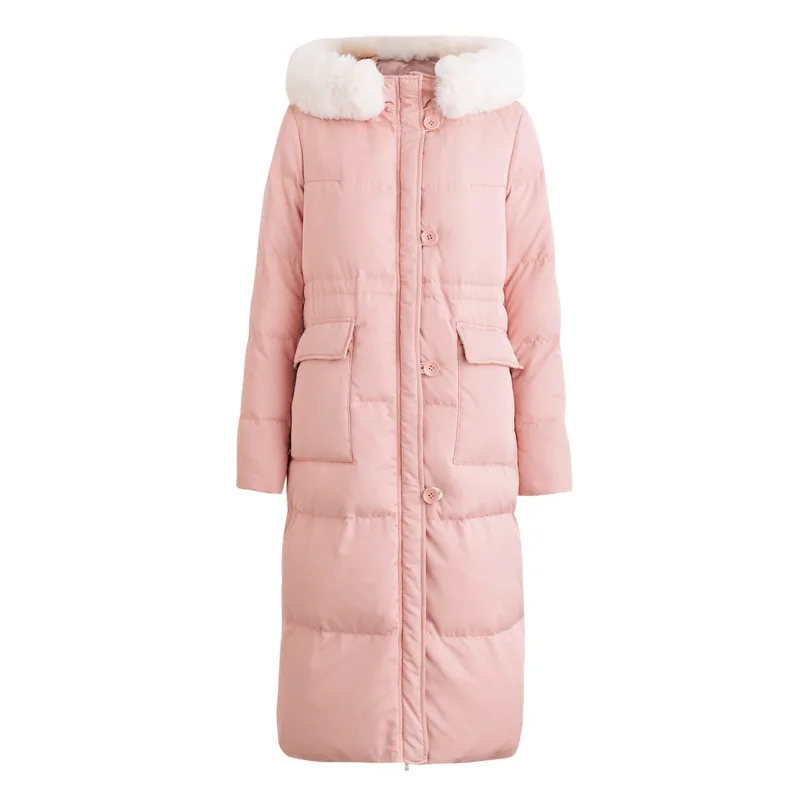 Инман 2018 зима с капюшоном меховой воротник повседневные длинные стиль для женщин