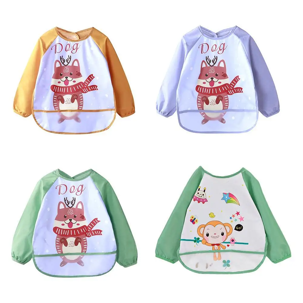 

HOT SALES !!! Spring Summer Waterproof Baby Feeding Bib Food Catcher Apron Painting Clothes