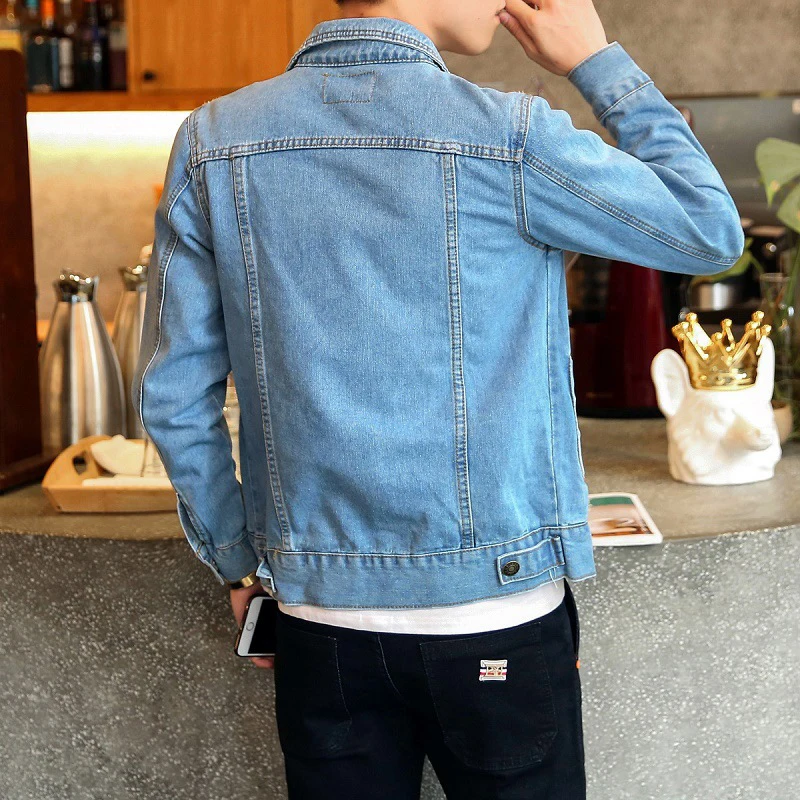 

Spring Autumn Mens Denim Jacket Mens Trendy Fashion Bomber Thin Ripped Denim Jacket Male Cowboy Jeans Jackets