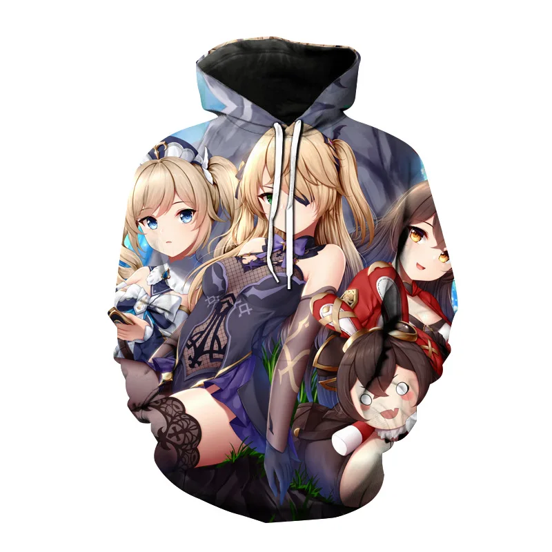 

2021 new hoodie Yuanshen 3d digital printing sweater casual cartoon animation game hoodie oversized sweatshirt