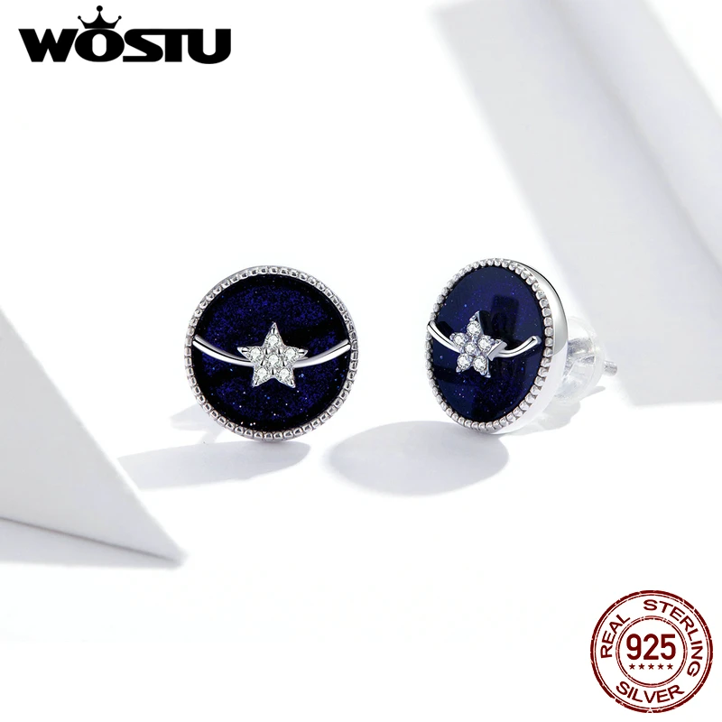 WOSTU серьги из настоящего серебра 925 пробы романтичные круглые гвоздики со