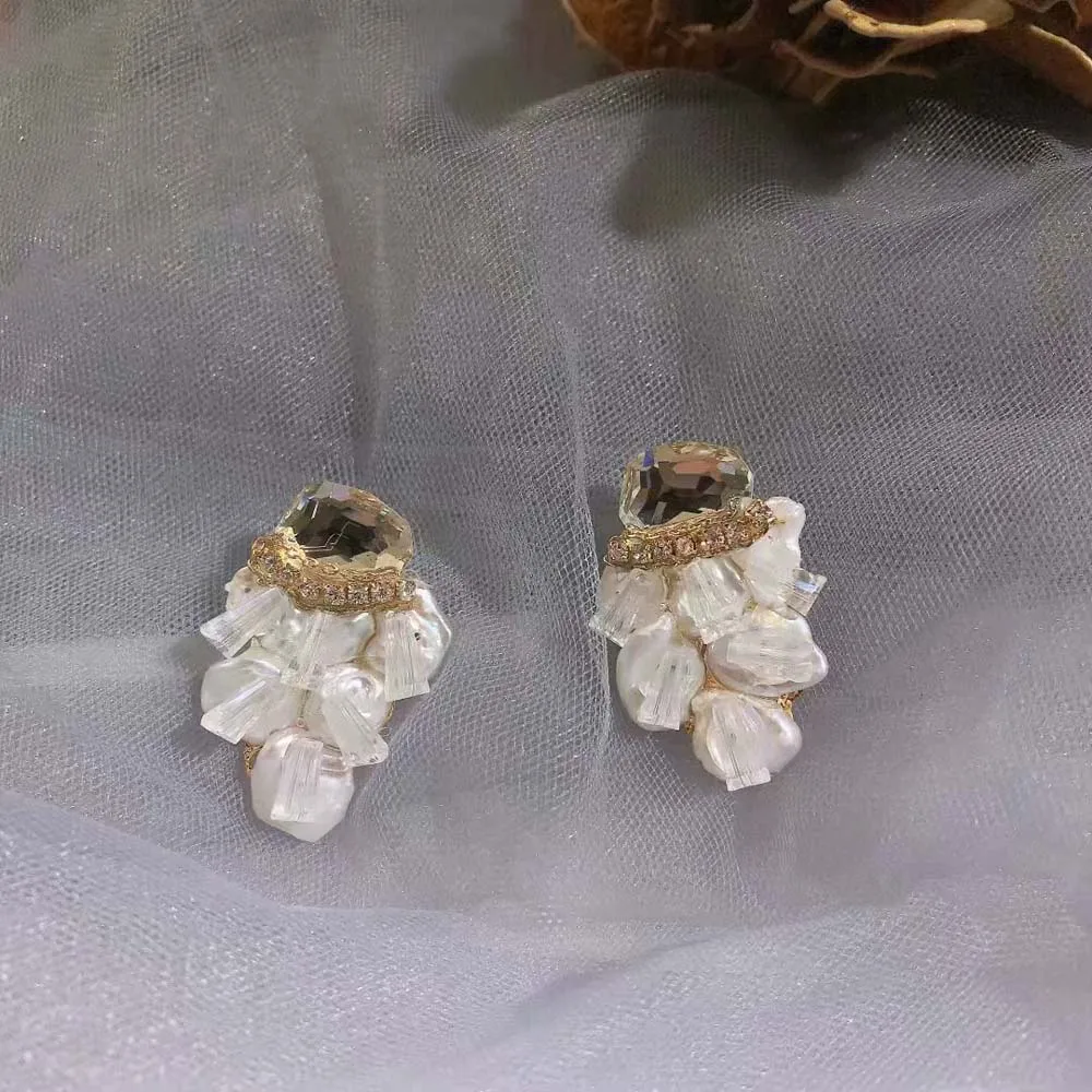 Серьги-гвоздики ручной работы в Корейском стиле женские серьги с искусственным