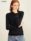 Свитер Amii, зима-весна, однотонный, облегающий пуловер с полувысоким воротником и длинными рукавами, вязаный свитер 11920233