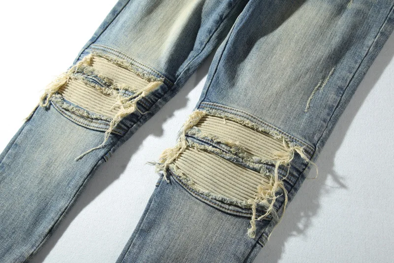 

PYJTRL Blue High Street Leather Men Jeans