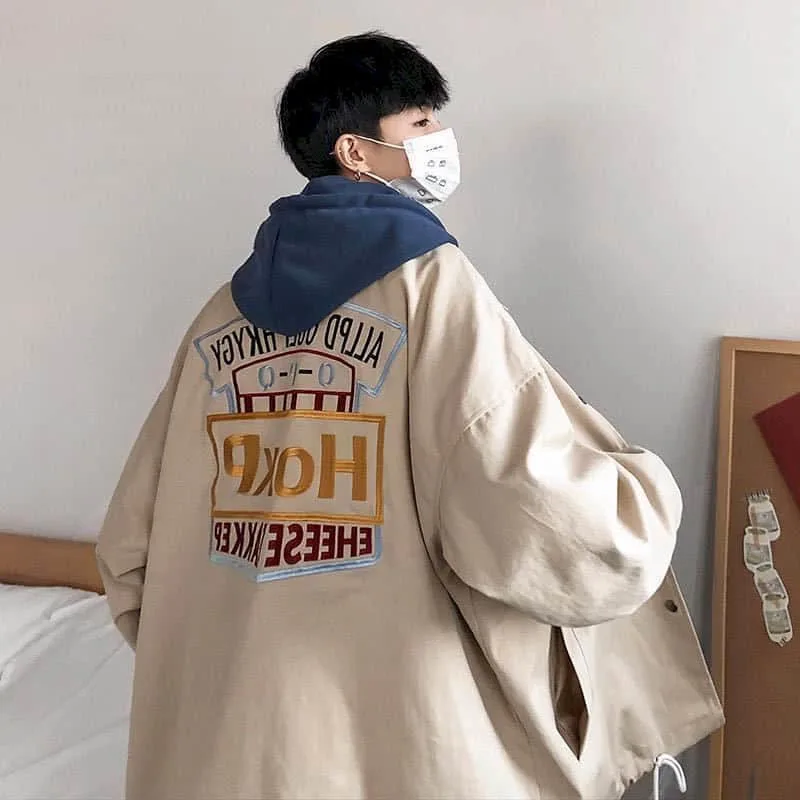 Мужская куртка корейский тренд Повседневная Свободная сафари в гонконгском