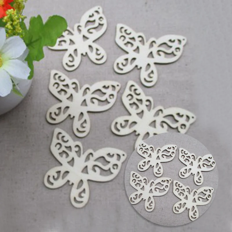 10 шт./упак. деревянные поделки DIY красивые бабочки украшения ручной работы