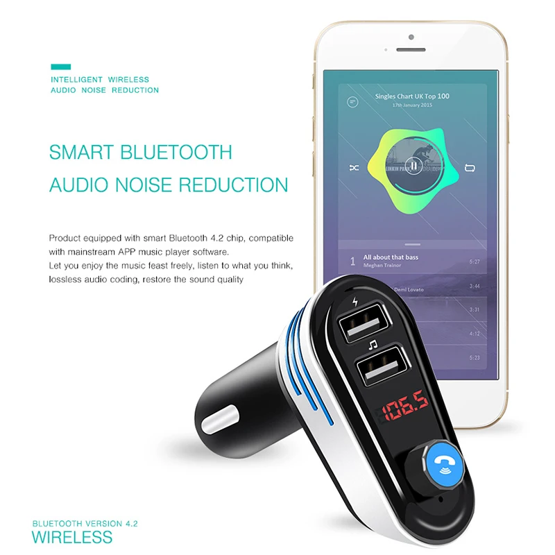 Мини Bluetooth MP3 Hands Free плеер Автомобильный передатчик зарядка автомобиля Aux FM