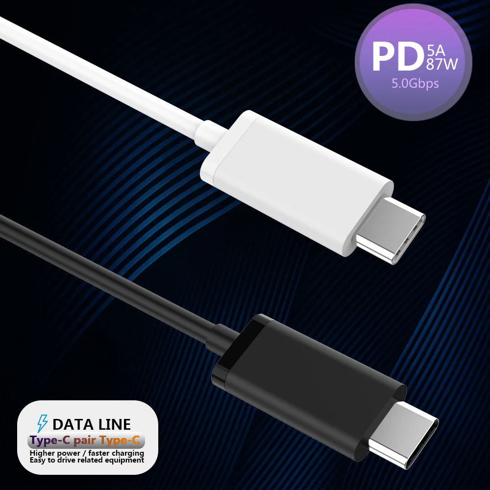 Кабель USB 3,1 type-c PD 87W 5A кабель для быстрой зарядки для Macbook pro samsung Galaxy S9 huawei Matebook P30 Thunderbolt 3