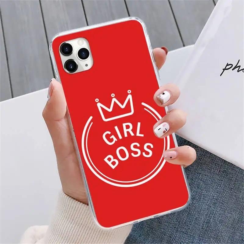 

Girl Boss Pink Women power Cartoon Novelty Phone Cases For iphone 12 5 5s 5c se 6 6s 7 8 plus x xs xr 11 pro max mini