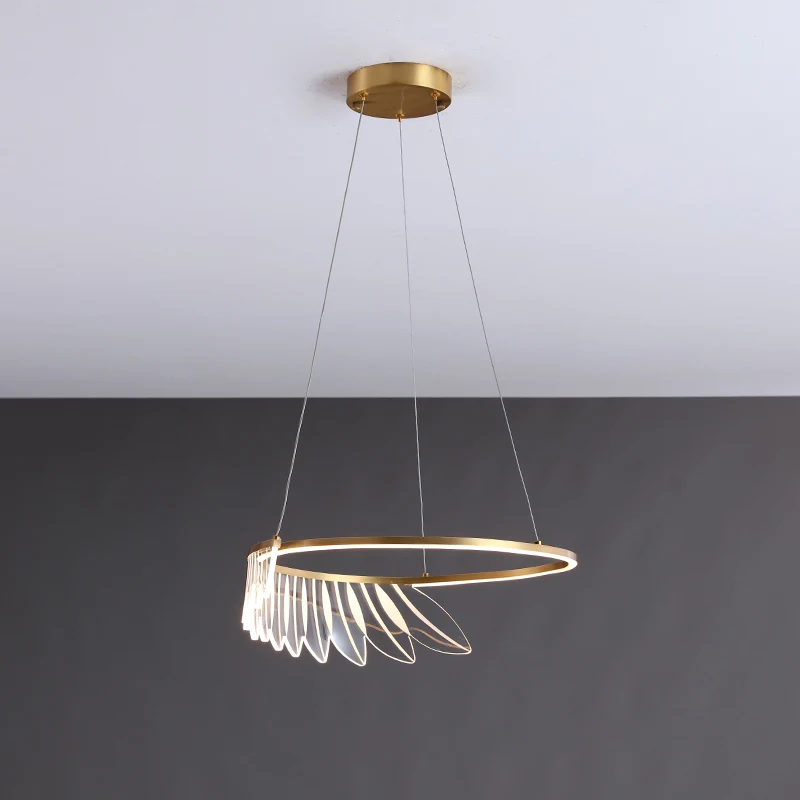 FKL современные круглые люстры золотого крыла для столовой спальни светодиодный