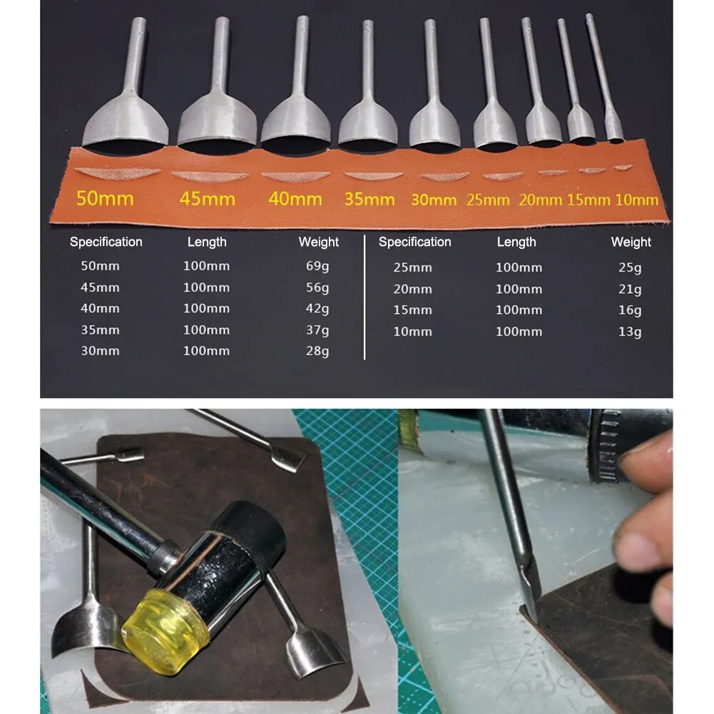 

1Pcs Arc-shaped Punch Punches Set 10mm to 50mm for Belt Strap Leather Craft Tools DIY Handmade Craft Tools Half-Round Cutter