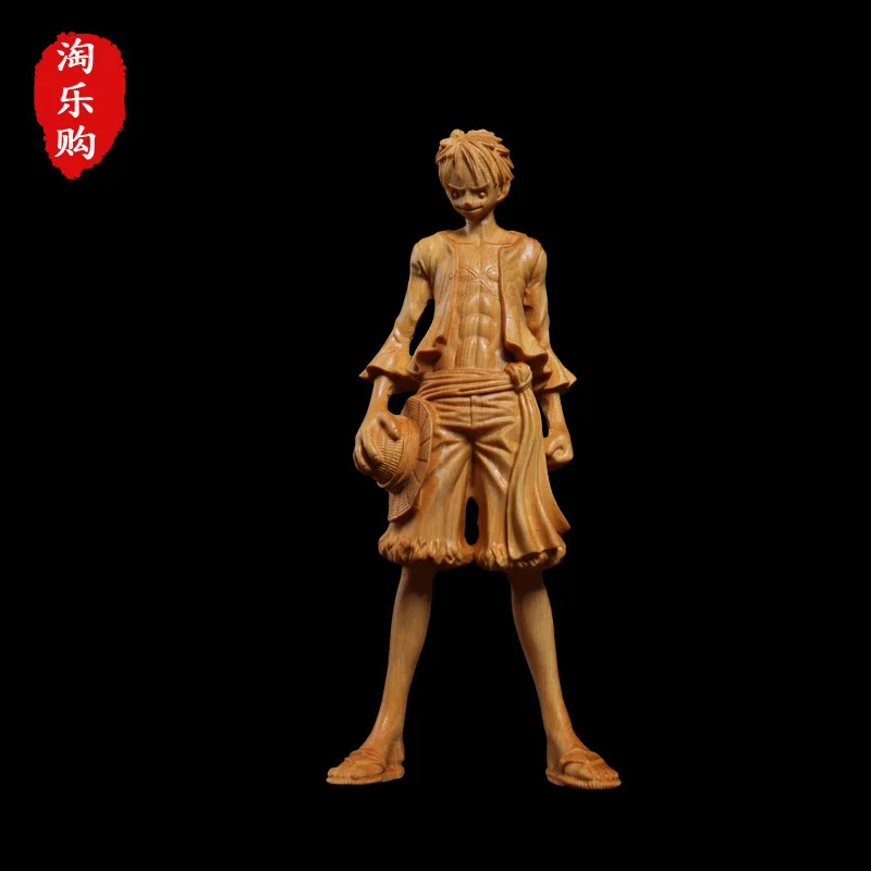

18CM Classic Anime One-piece Wood Carving Thuja Boxwood Monkey D Luffy Action Humanoid Model Crafts Boxed Toys Children's Gifts